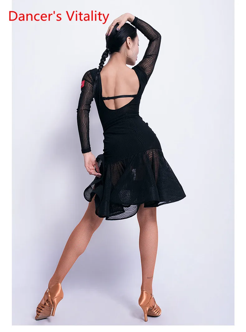 Латинская танцевальная одежда женская сетка для взрослых сексуальный костюм с v-образным вырезом танцевальный костюм профессиональная