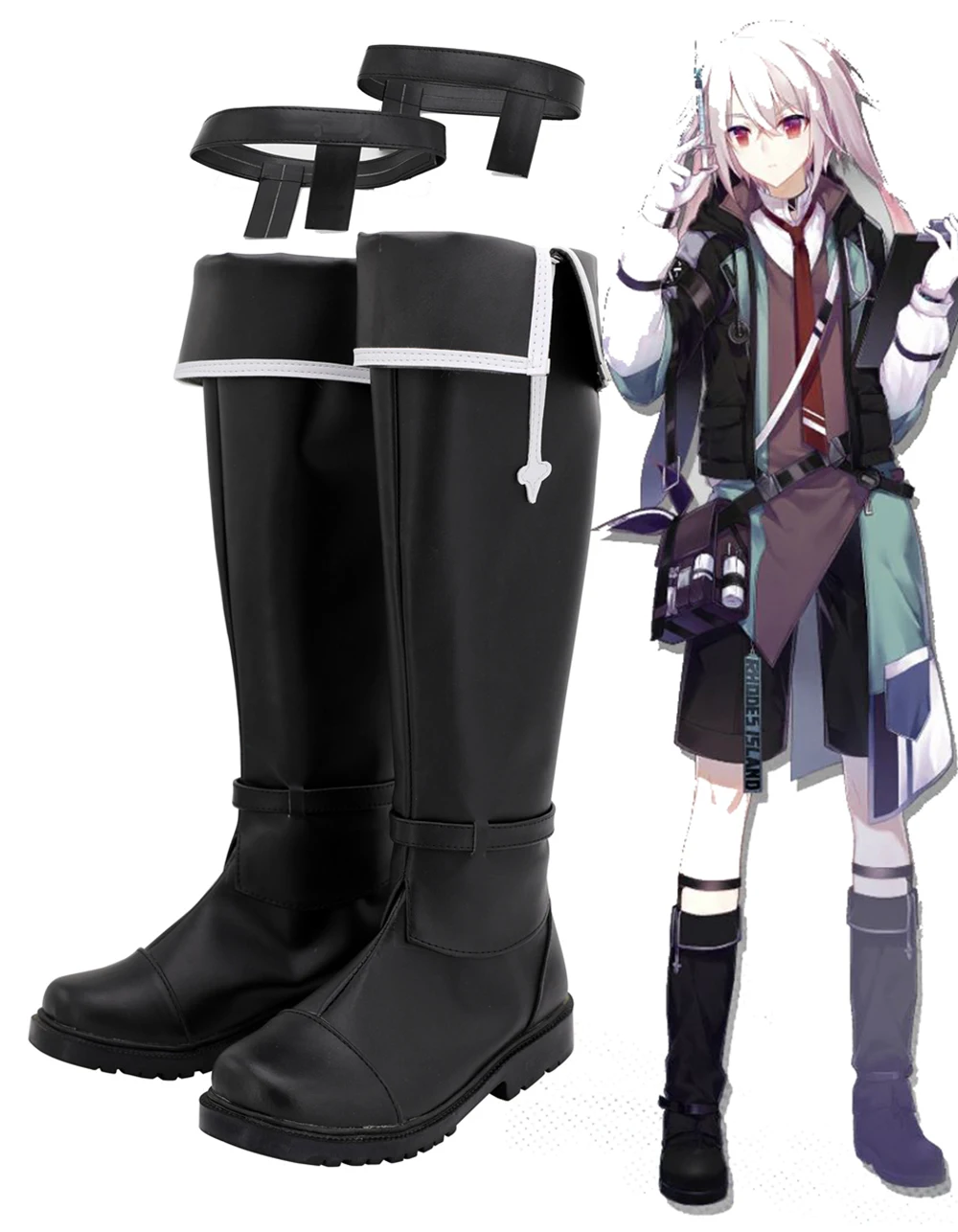 

Game Arknights Ansel Cosplay Boots Black Shoes Custom Made Any Size