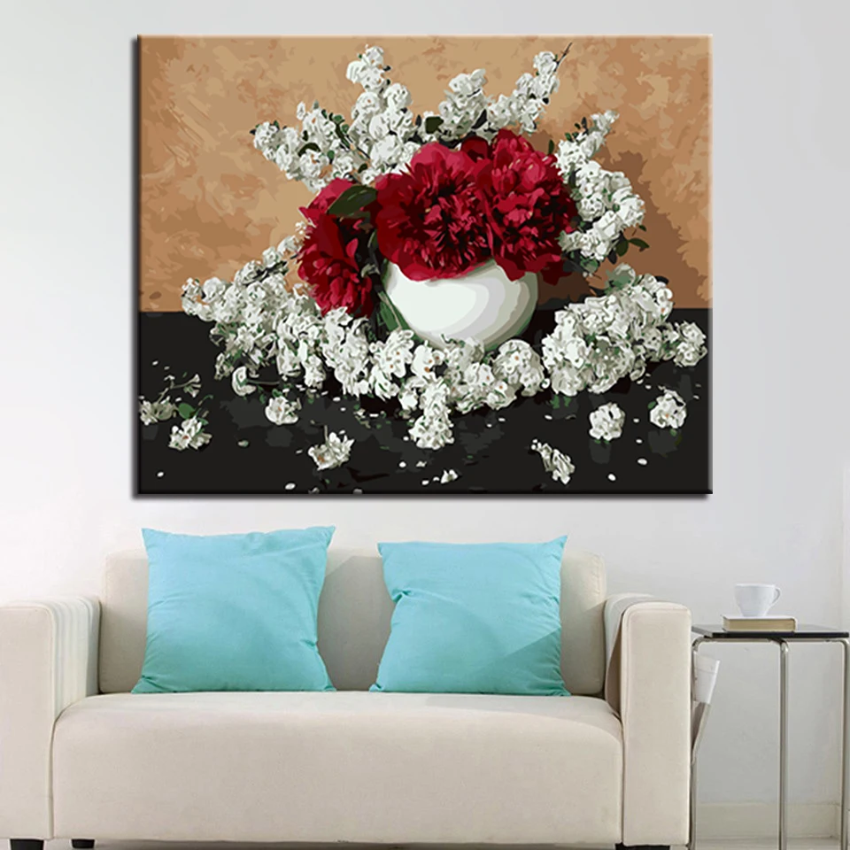 

A cluster of roses DIY Painting By Numbers Kits Calligraphy Painting Acrylic Paint By Number For Home Decoration A work of art