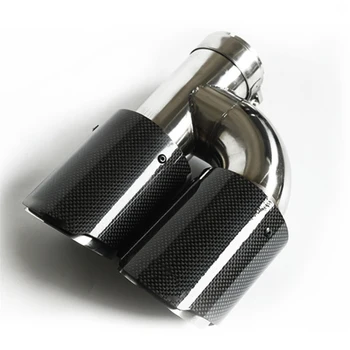 

Universal Right Exhaust Pipe Tail Muffler Tip Glossy 100% Real Carbon Fiber In76mm Out 101mm Dual Pipe A--Marked