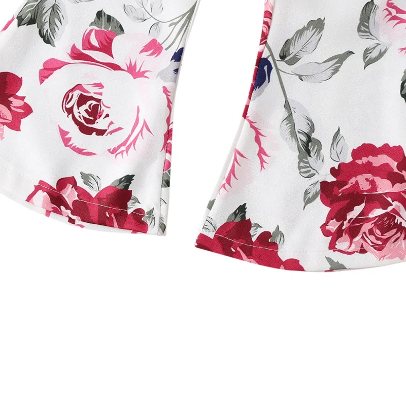Брюки-клеш модные брюки с цветочным принтом и эластичной резинкой на талии для девочек от 2 до 7 лет; сезон весна-осень; m