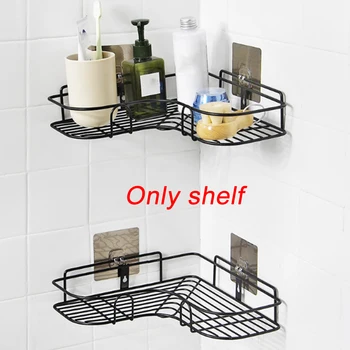 

Useful Kitchen Supplies Rack Wall Mounted Shower Shelf Durable Punch Free Corner Storage Basket Eco-friendly Organizer