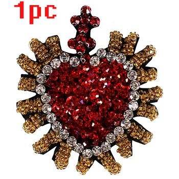 1737heart 1pc Рукоделие любовь сердце Рука стрелка вид Стразы блесток бисера цветок аппликация на футболку нашивки для одежды обувь мешок DIY шитье - Цвет: 1737heart 1pc