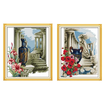 

Joy Sunday Athens Feeling Cross Stitch Kit Printing Counted Cross Stitch 14CT 11CT Fabric Embroidery DIY Handmade Needlework Set
