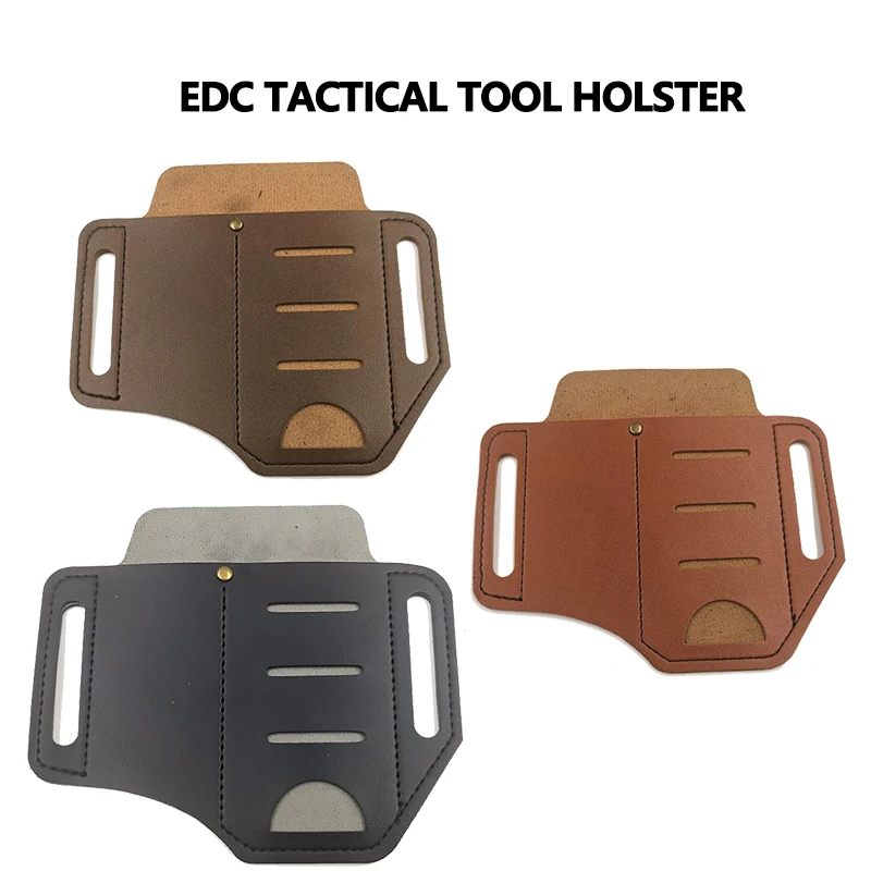 

Multi-functional EDC Leather Sheath Waist Holster Belt Loop Holder Pouch Storage Pocket Bag for Flashlight Tactical Pen