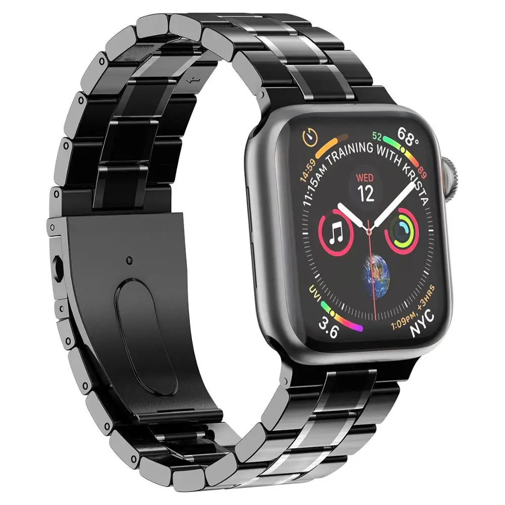 black Браслет correa для apple watch 4, 3, 5, ремешок 44 мм, 40 мм, ремешок для iwatch i watch, металлический ремень 38 мм, 42 мм, cinturino, наручные часы - Цвет ремешка: black