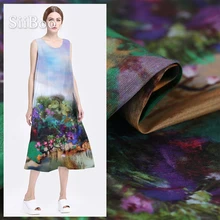 Французская цифровая позиционная печатная многоцветная плотная 13 мм льняная шелковая ткань одежда для женщин Весна Осень платье юбка SP5942