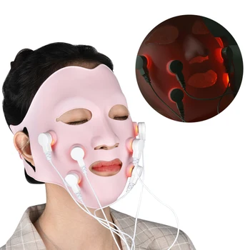 

Red LED Light Photon Therapy Soft Gel Mask Face Massager with Controller Acupoint Vibration Anti Wrinkles Korean Skincare Tools