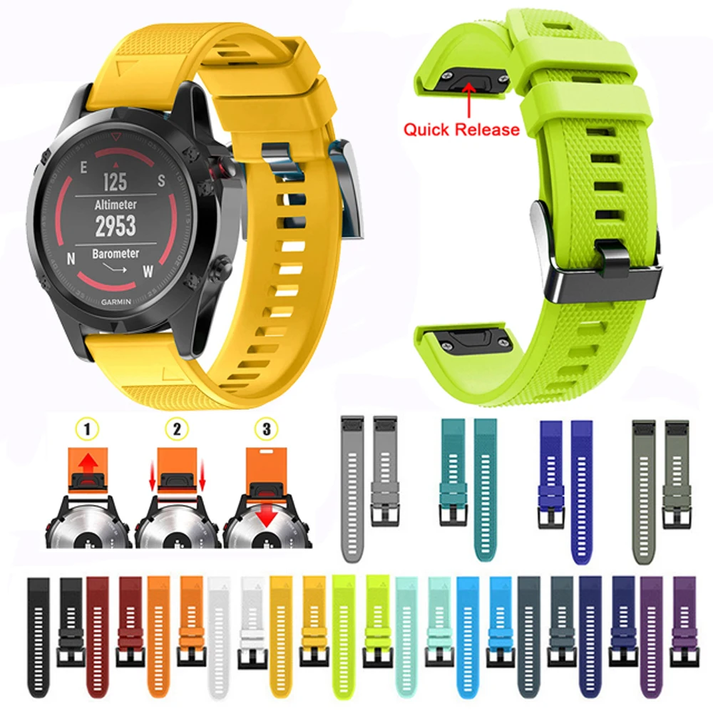 26 22 20 мм ремешок для часов Garmin Fenix 6X 6 5 6s 5S Plus 3 3HR GPS часы быстросъемный силиконовый
