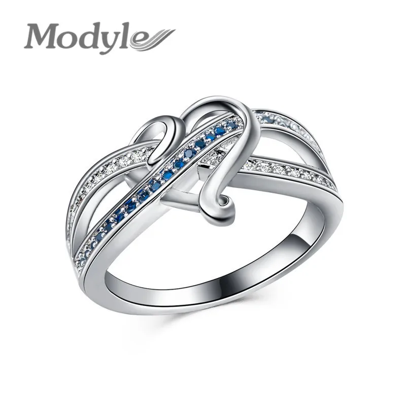 

Modyle 2018 Fashion Women Jewelry Silver Color Bling Heart Love Women Wedding Ring Christmas Gift