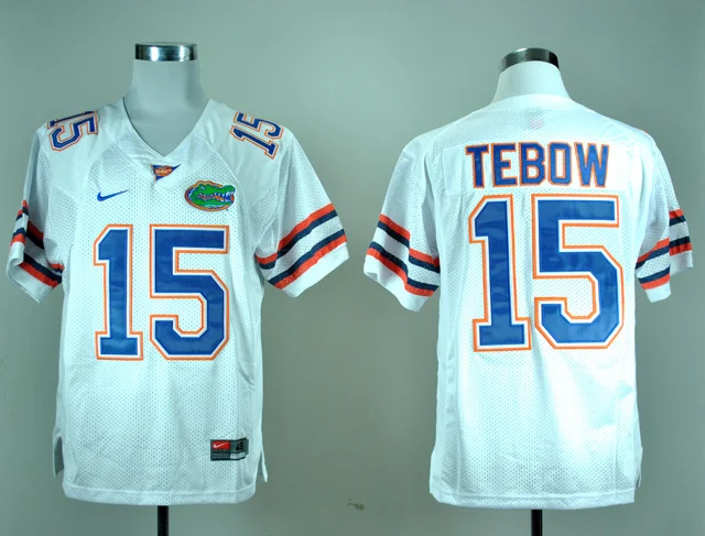 Белый Новинка высокое качество, Florida Gaters Tim Tebow для мужчин белый и синий Джерси - Цвет: Белый