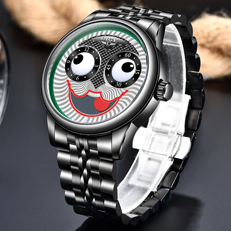 2021 LIGE top luxury automatic mechanical men's watch new design personality fashion watch men's stainless steel Wristwatch+Box