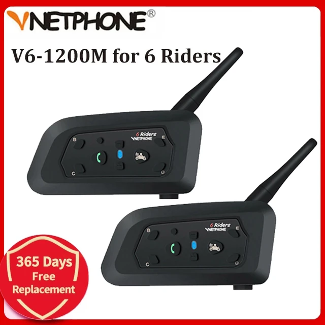 Vnetphone-intercomunicador V6 para casco de motocicleta, interfono  inalámbrico con Bluetooth, impermeable, MP3, 1200M, 6 conductores -  AliExpress