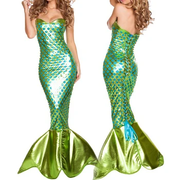 

Sexy Fantasia Little Mermaid Costume Adults Women Halloween Mermaid Tail Princess Cosplay Fancy Party Apparel Outfit