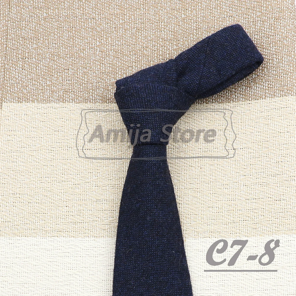 Hochwertige Krawatte aus 100 % Wolle, schmal, einfarbig, rot, gelb, blau, handgefertigt, lässig, modisch, für Herren, gewebt, dünn, für Hochzeit, Party – Detail 22