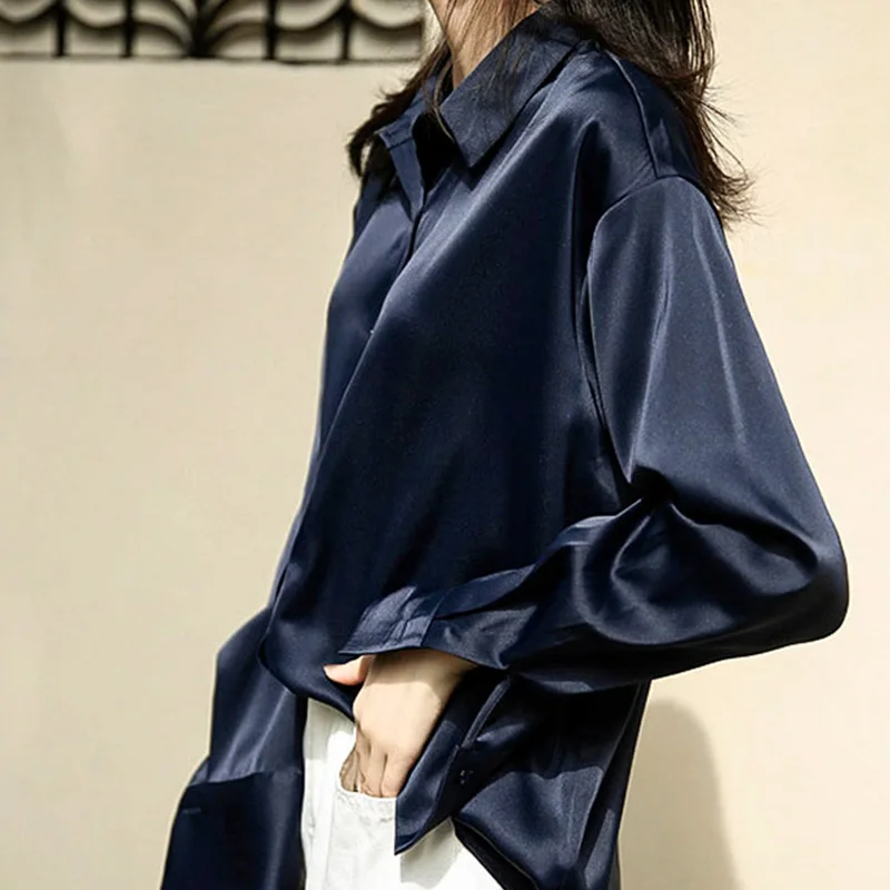 Свободные винтажные Женские топы и блузки в гонконгском стиле с отложным воротником, осенние женские белые рубашки с длинным рукавом 6554 50