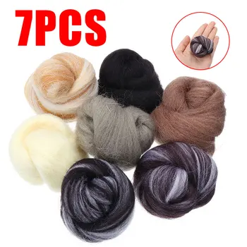 

7pcs 35g Needle Felting Wool Natural Collection Soft Wool Fiber For Animal Sewing Projects Doll Needlework Felting Crafts