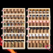 Много Ассорти 6 шт прозрачная стеклянная бутылка в деревянной коробке пробковый металлический топ домашний порошок Декор флаконы оптом