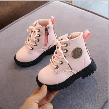 

Autumn / winter 2020 new children's Plush boots boys and girls British warm Martin boots baby soft bottom short boots