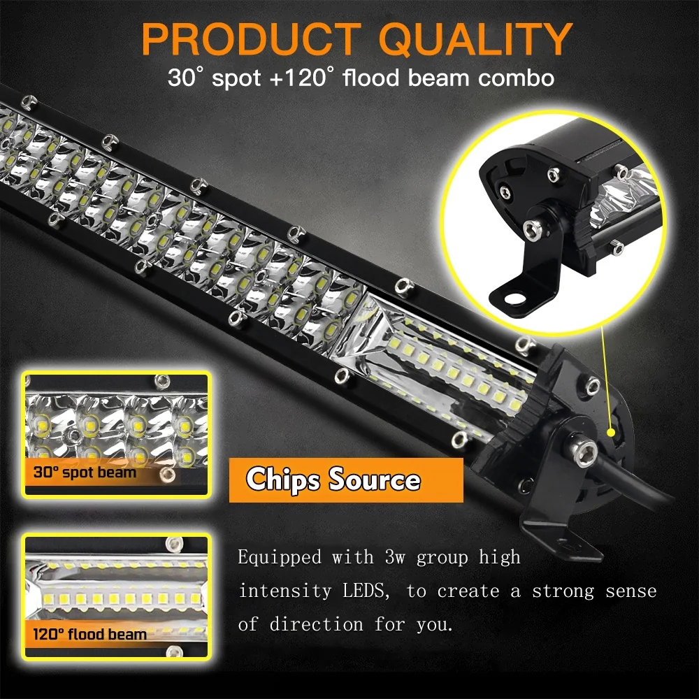 High Power 12D Led Light Bar 60W 120W 180W 240W 300W Led Work Lights Spot Flood Combo Beam for Truck Tractor SUV ATV Offroad