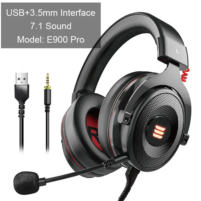 E900-Pro EKSA E900 Pro 2 в 1 взаимный обмен данными между компьютером и периферийными устройствами виртуальной 7,1/3,5 мм профессиональная игровая гарнитура с микрофоном голосового Управление/светодиодный светильник для PC Gamer - Цвет: E900-Pro