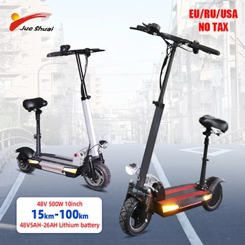 Günstige 10 Zoll Fett Reifen 48V 500W Motor-Rad Elektro Roller 26AH Lithium-Batterie Erwachsene Elektrische Roller Mit Sitz Faltbare Hoverboard