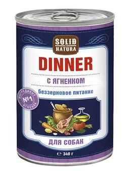 

SOLID NATURA SOLID NATURA DINNER bezzernovye for adult dogs with lamb 340 gr