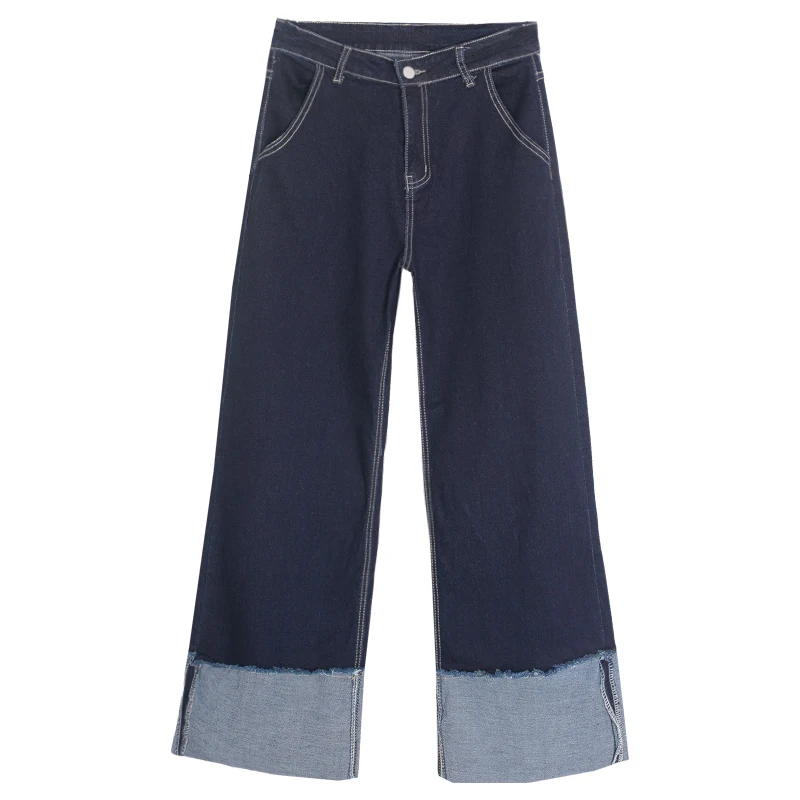 Jasmine air curling Jean прямые длинные джинсы с широкими штанинами осень корейский стиль для женщин