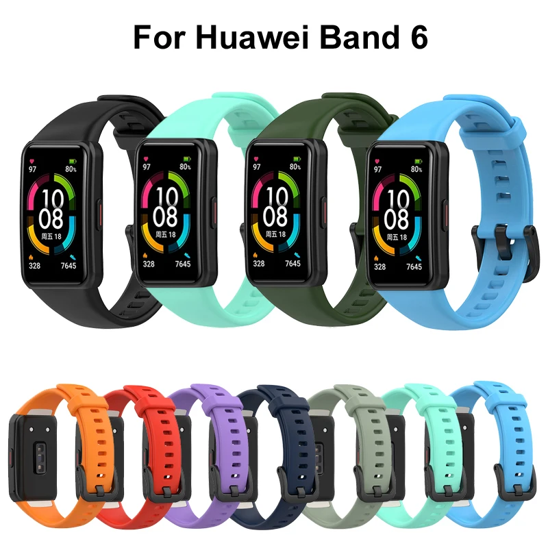 

Ремешок силиконовый для Huawei Band 6, дышащий спортивный сменный умный Браслет для Honor Band6, мягкий браслет, 1 шт.