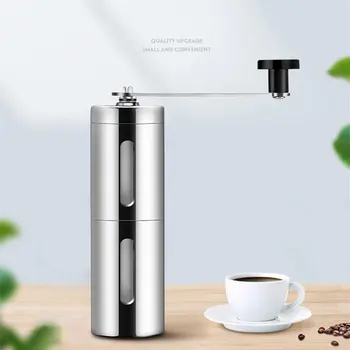 

Silver Coffee Grinder Mini Stainless Steel Hand Manual Handmade Coffee Bean Burr Grinders Mill Kitchen Tool Grinders