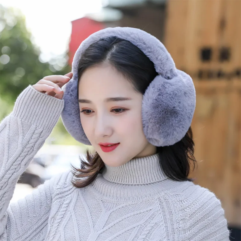Наушники женские зимние теплые мягкие толстые однотонные простые женские с ушками теплые в Корейском стиле универсальные шикарные модные