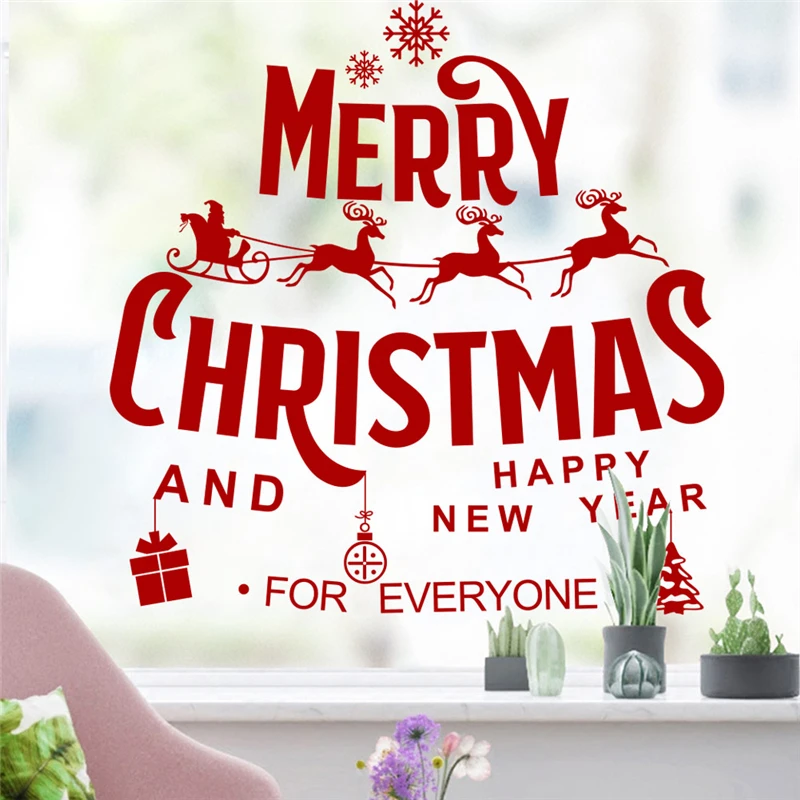 

creative merry christmas wall stickers for kids rooms shop window home decorations happy new year wall decals vinyl mural art