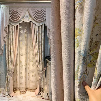 

Luxury Curtains for Living Dining Room Bedroom American High-end Printed Curtains Tulle Finished Product Customization Curtains