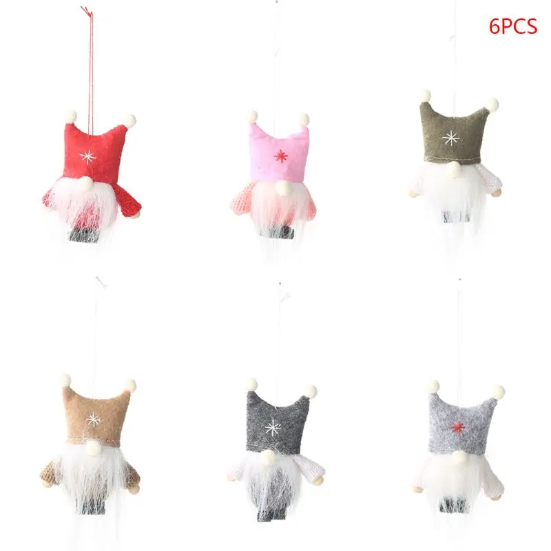 

6pcs/set Christmas Handmade Swedish Gnome Doll Ornaments Holiday Home Party Decor Kids Xmas Gift