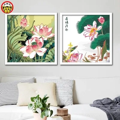 

DIY Digital Oil Painting Water Extractor Lotus Buddhism Totem Honest And Upright Handmade Coloring Gift Decorative Painting