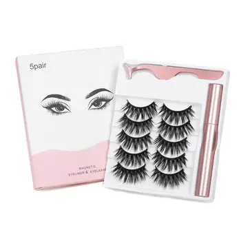 

Magnetic Eyelashes 3D Mink Eyelash Liquid Eyeliner Magnetic False Eyelashes and Tweezers Set Waterproof Lasting False Eyelashes