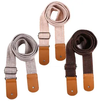 

Solid Color Small Guitar Strap Cotton Linen Faux Leather End Adjustable Ukulele Shoulder Strap Belt Ukulele Accessories