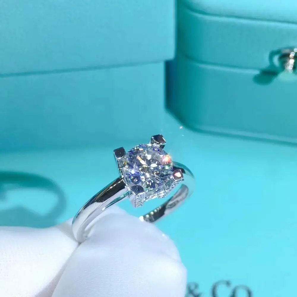 Роскошное серебряное кольцо Муассанит 1ct D VVS для женщин | Украшения и аксессуары
