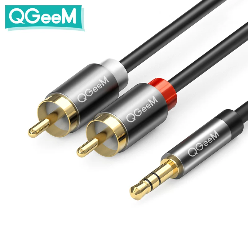 Кабель QGeeM RCA 2RCA на 3 5 аудиокабель мм Jack AUX кабель для DJ усилителей сабвуферов