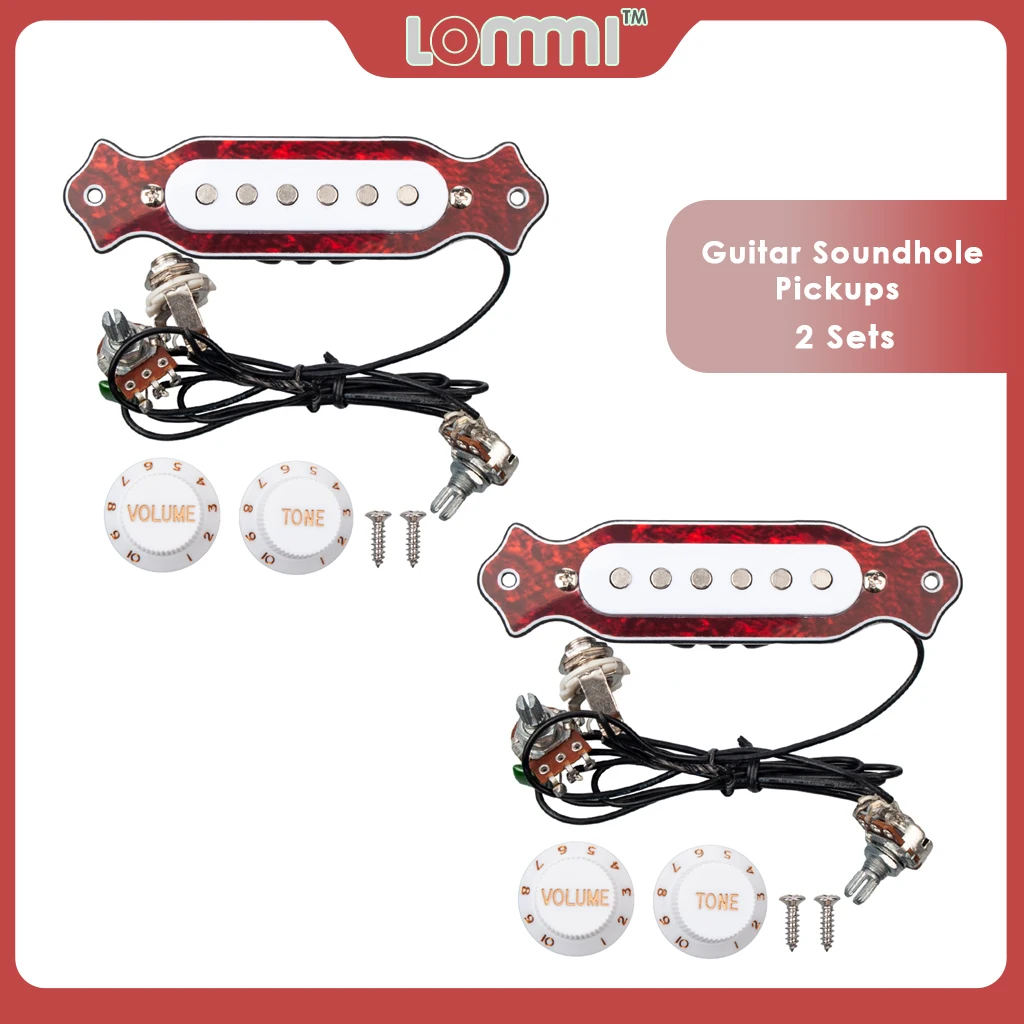 

LOMMI 2 Sets Prewired Electric Guitar Pickups Soundhole 6-string Cigar Box Guitar Pickup With Volume & Tone For Electric Guitar