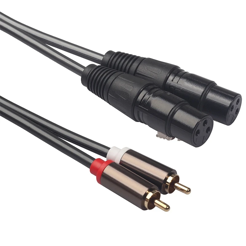 Двойной Женский Xlr к Rca кабель, сверхмощный 2 Xlr Женский к 2 Rca Мужской Соединительный кабель Hifi стерео аудио соединительный кабель провод