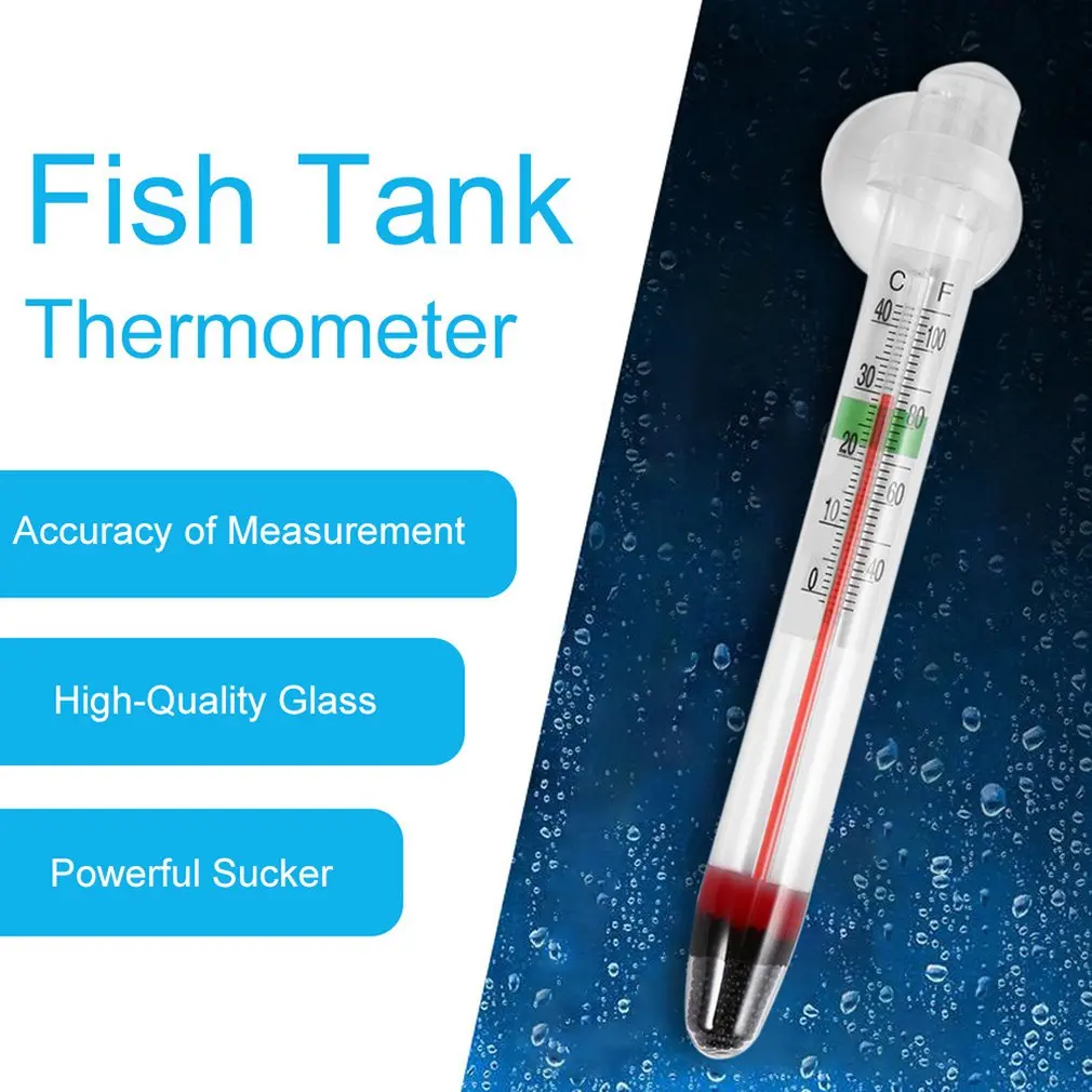 Glass Meter Aquarium Fish Tank Water Temperature Thermometer With Suction Cup Digital Household 0-44 Degrees Ce | Дом и сад
