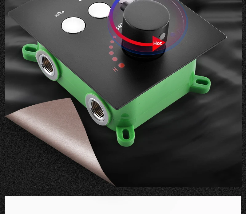 Black Button Shower Set Thermostatic Shower Set In-Wall Brass Touch 6 x 10 inch Faucet Shower System (10)