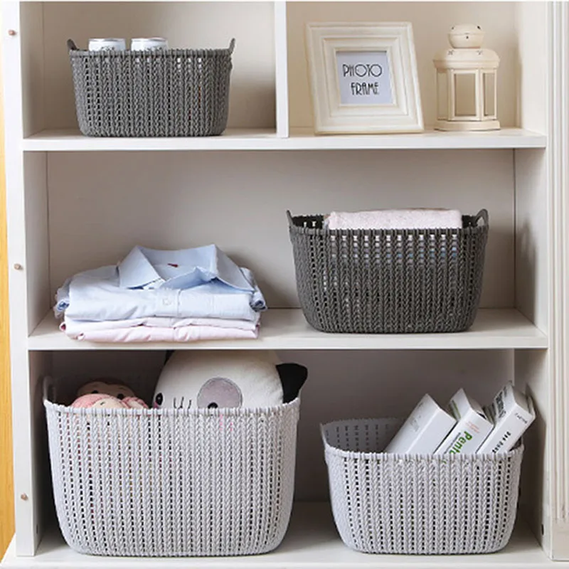 

Plastic Storage Hollow Storage Box Underwear Dirty Clothes Basket With Handle Cosmetic Storage Box For Bedroom Desktop Organizer