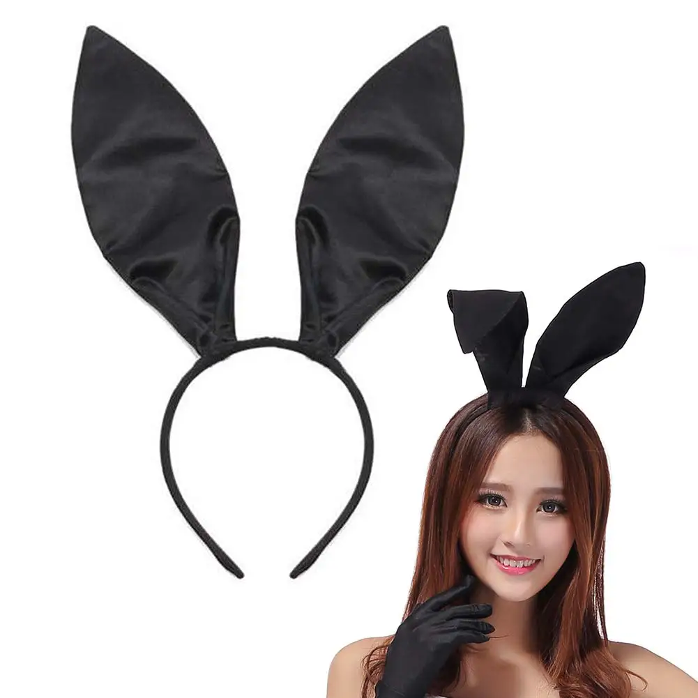 Black Big Bunny Ears Headband for Easter Halloween Party Costume Accessories Easter Nightclub Sweet Sexy Rabbit Ear Hair