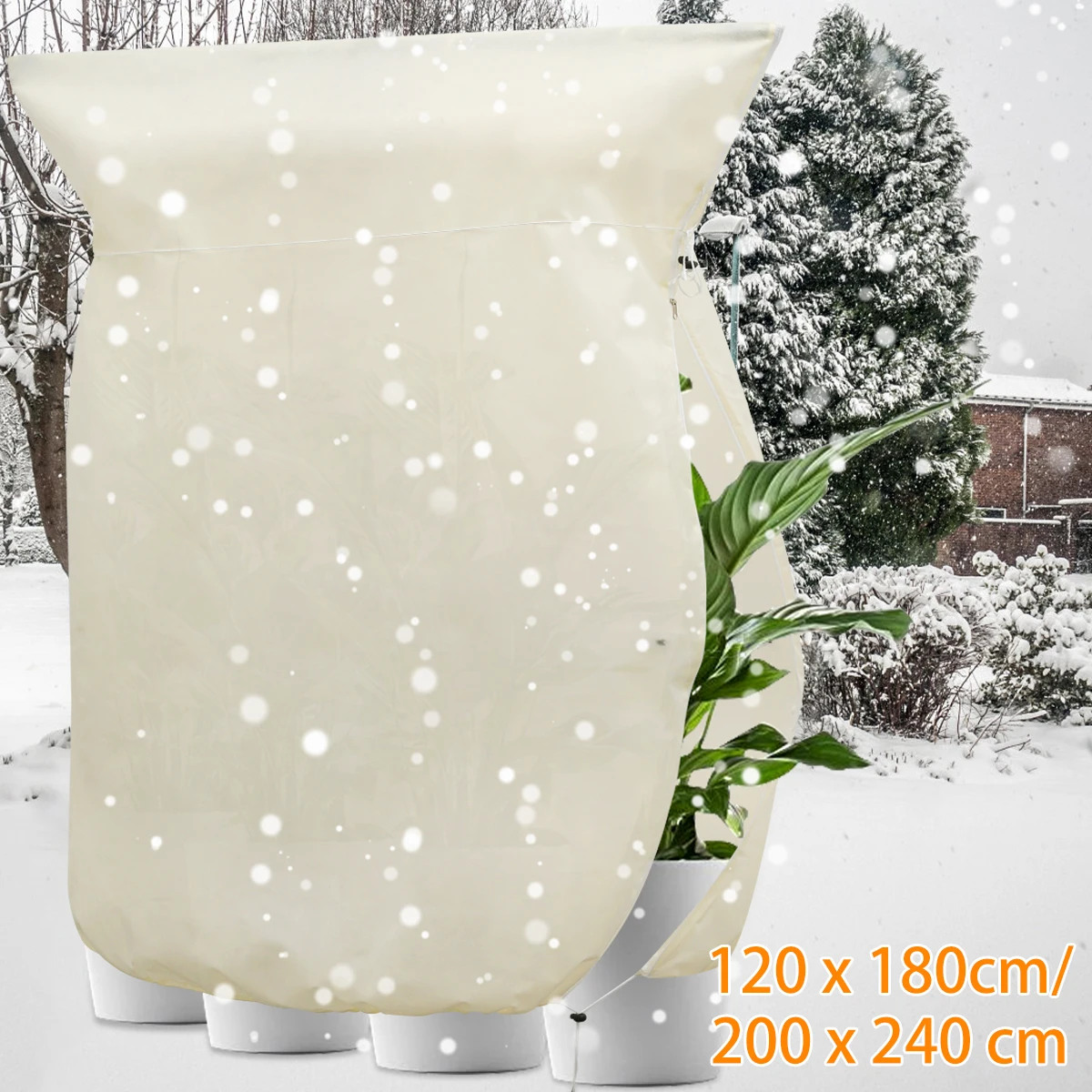 Winter Plant Cover Reusable Garden Plant Protection with Drawstring and