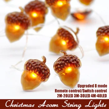 

2M-20LED 3M-30LED 4M-40LED Gamegie Christmas String Lights Acorn Decor 8 Modes Battery Powered with Remote Fall Decorations for