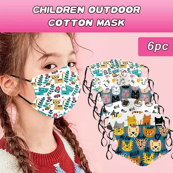 

6PC Face Mask Kids Children Outdoor Cotton Mouth Fabric Facial Mask Dustproof Face Mascarillas Reusable Mouth Cover#YL5