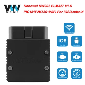 

Konnwei KW902 ELM327 V1.5 OBD2 WIFI Scanner ELM 327 V1.5 wifi OBD 2 OBD2 Car Diagnostic Auto Tool ODB2 Code Reader For Android