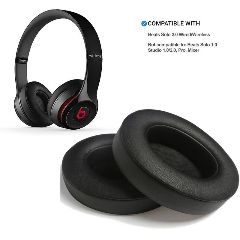 

1 Pair Ear pads Memory Foam Ear Cover Protein Leather Ear Cushion Earpads for Beats Solo 2.0 Wireless/Wired Headphone